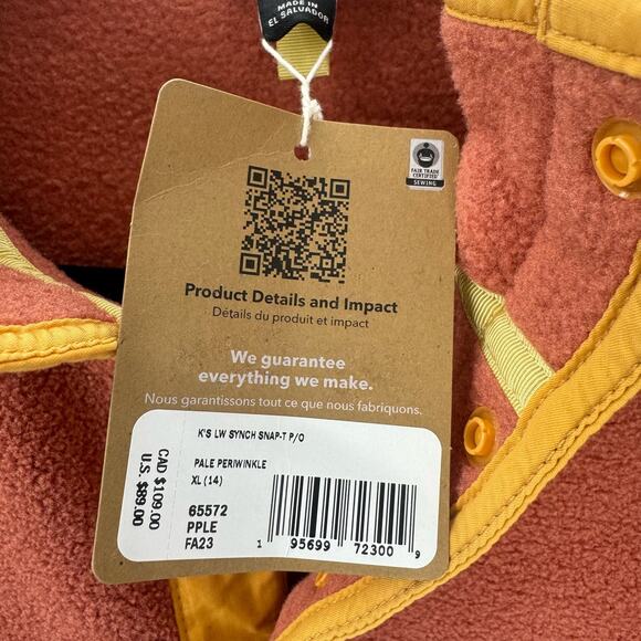 Patagonia Kids Lightweight Synch Snap-T Pullover Pale Periwinkle Size XL/14 NWT - Picture 8 of 10